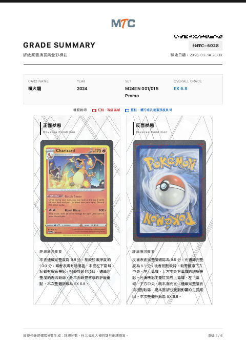 噴火龍 MTC 鑑定報告首頁